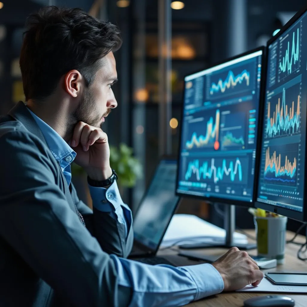 Consultor trabajando en análisis de datos
