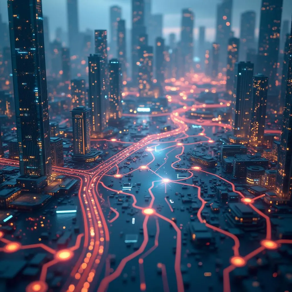 Visión futurista de negocios conectados digitalmente